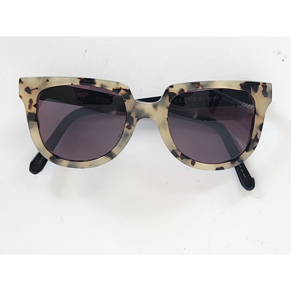 KREWE du optic Lyons Sunglasses Cream Tortoise Black 50-21 Designer Eyewear